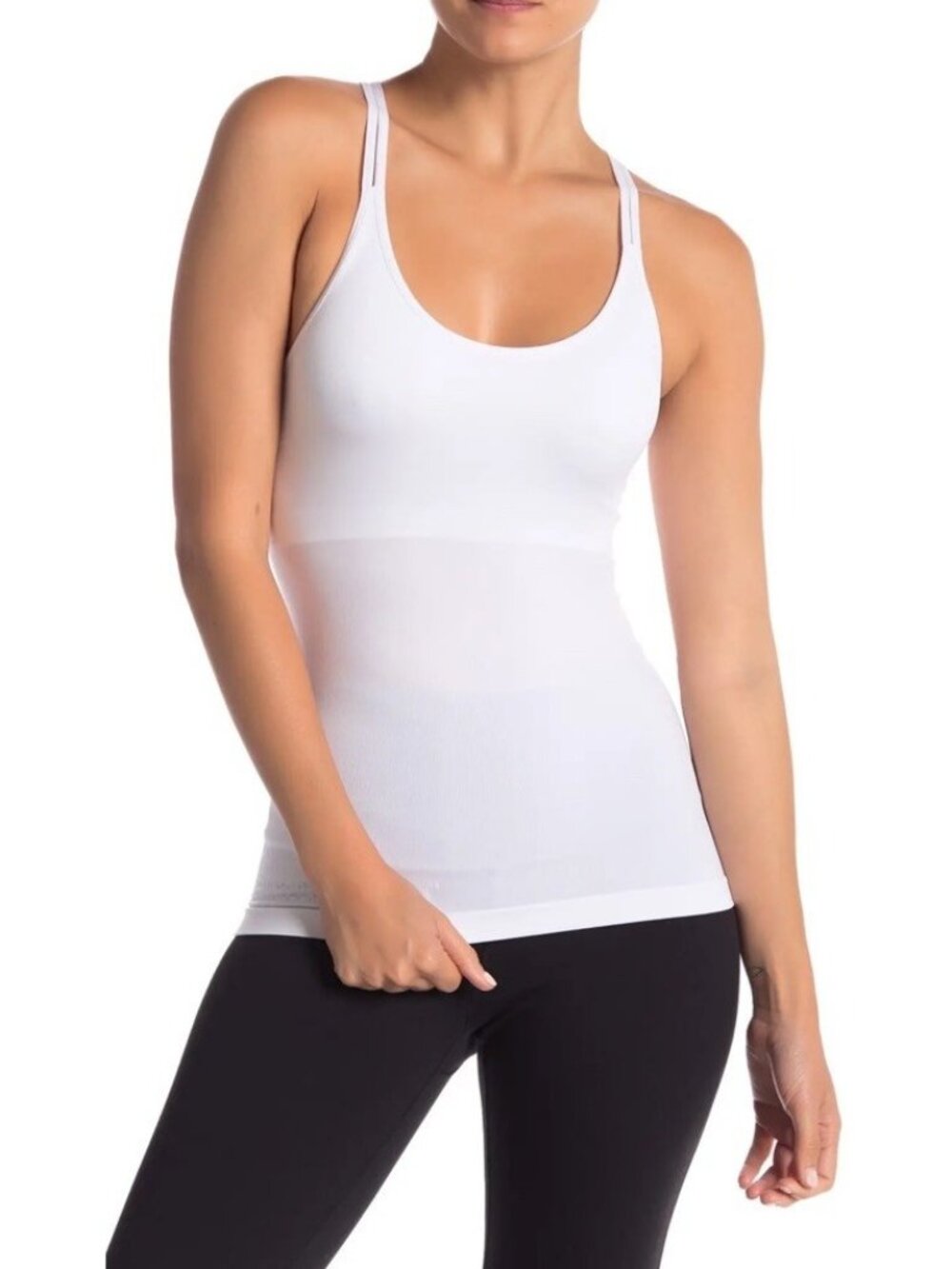 SHIMERA Seamless Stretch Racerback Shelf Camisole In WHITE Sz XL